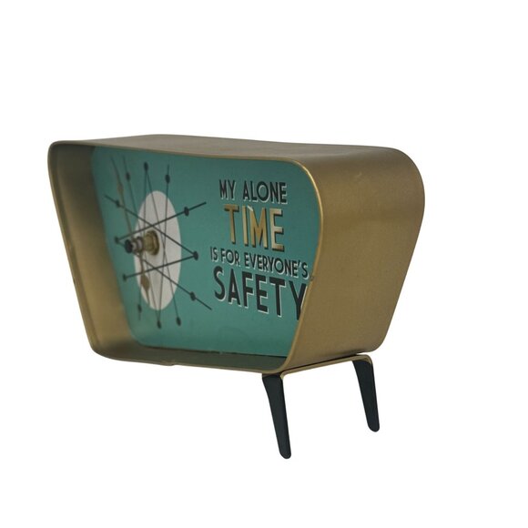 Retro Metal Desk Clock My Alone Time Is For Everyone's Safety Cracker Barrel 9" - Picture 3 of 14